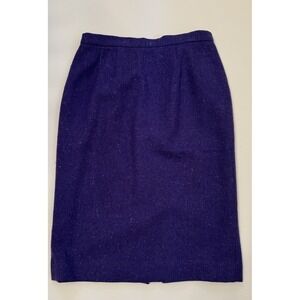 Carlisle Womens Midi Pencil Skirt Purple Wool Zipper Size 12
